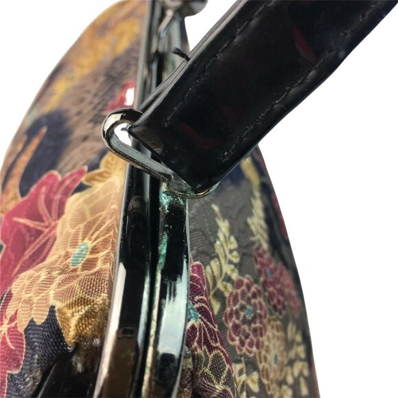 Womens Fabric Carpetbagger Handbag Floral Purse Kiss Lock Clasp Bueno U Short Ha - Picture 9 of 9